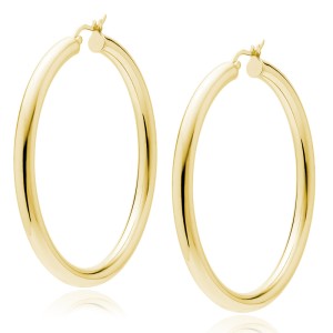 Cercei rotunzi argint placati cu aur galben Ø50 mm x 4 mm Creole DiAmanti KHR450G-DIA (Argint 925‰ 10,6 g.)